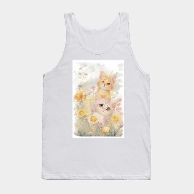 Yellow Cats in the Flower Garden Tank Top by Stades